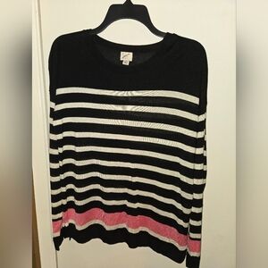 Womens Size M - a new day Thin Black, White And Pink  Top
